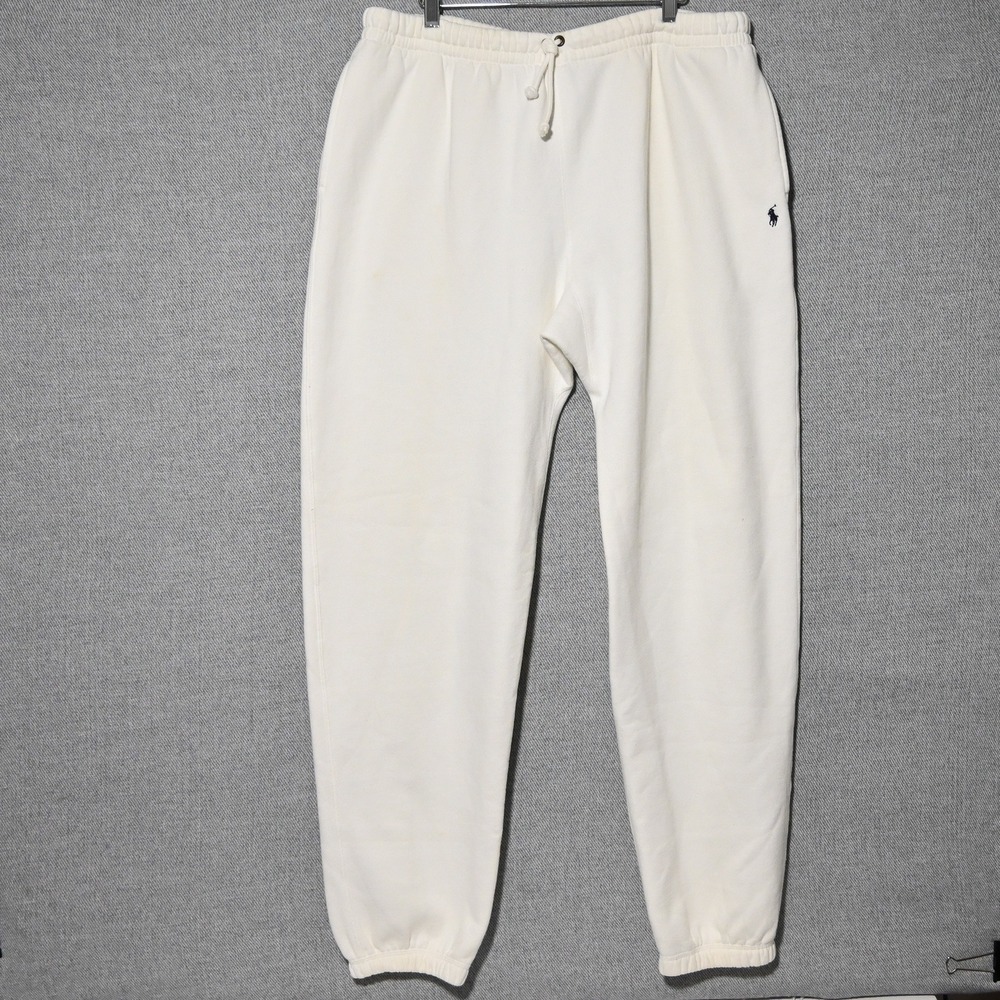 Polo Ralph Lauren Sweatpants Mens Vintage Fleece Joggers XL Cream